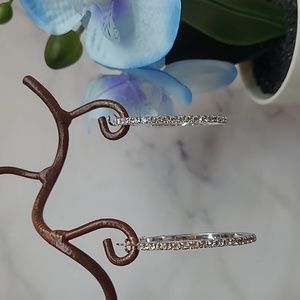 NEW SILVER RHINESTONE HOOP EARRINGS